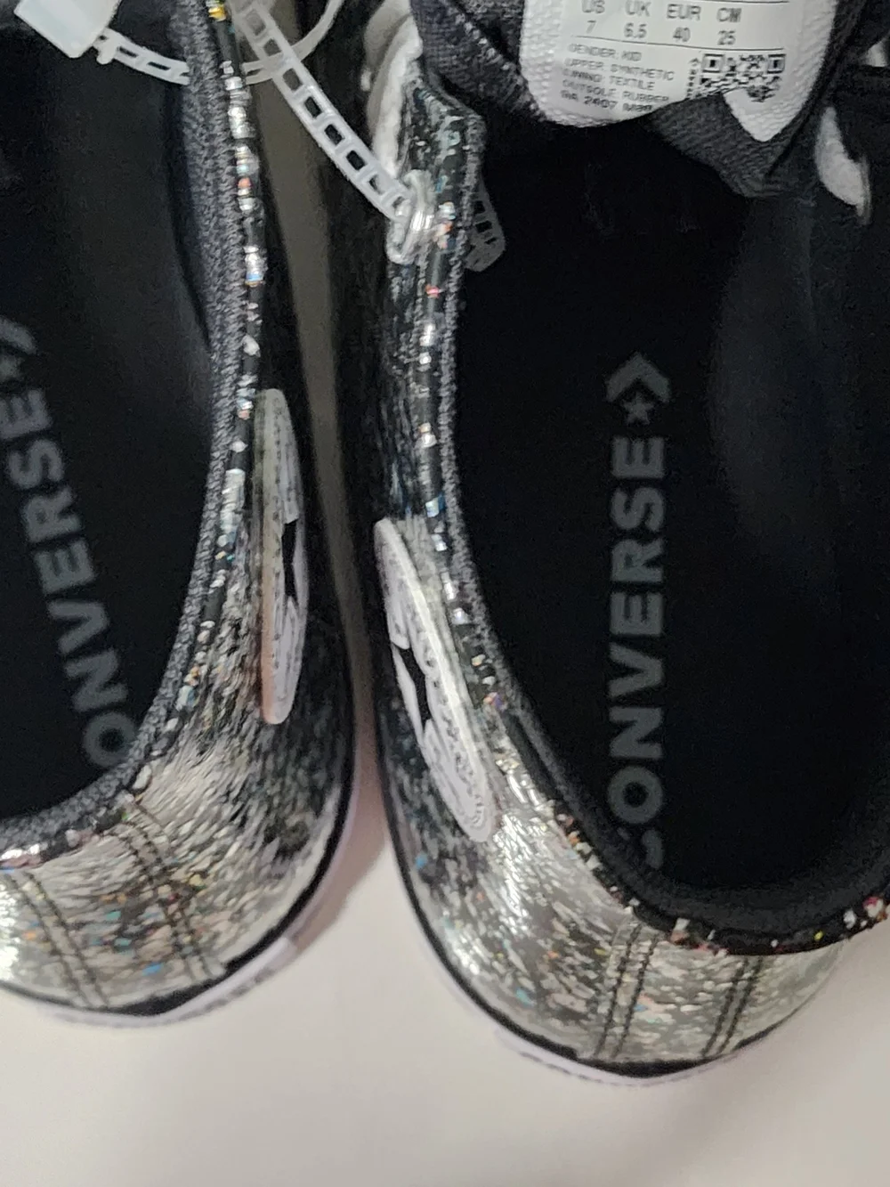 Converse Youth High Top Sneakers in Black with Glitter